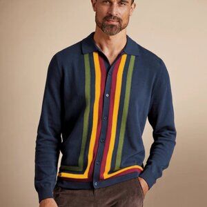 PAUL FREDRICK Cotton Button Front Polo Men's Size Large